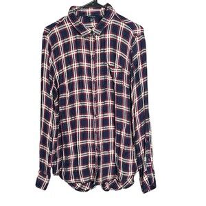 Lucky Brand Shirt Womens Large Bungalow Plaid Soft Long Sleeve Button Slit Back‎
